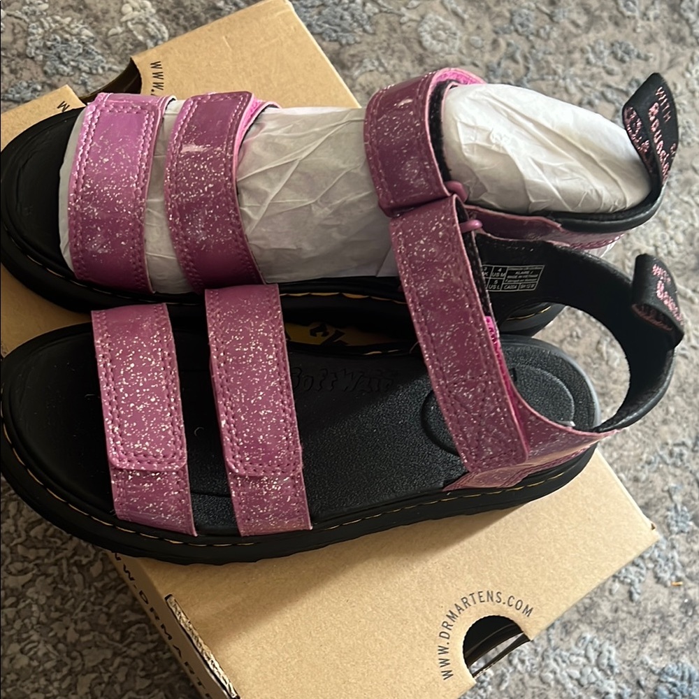 Dr. Martens Kids Pink Glitter Sandals